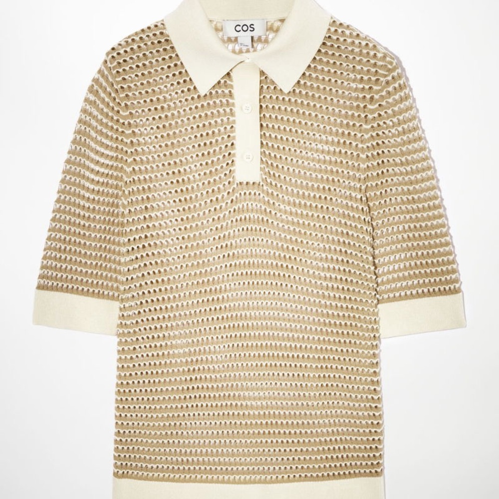 COS Mesh Crochet Polo Shirt Top S NWOT - Picture 4 of 11